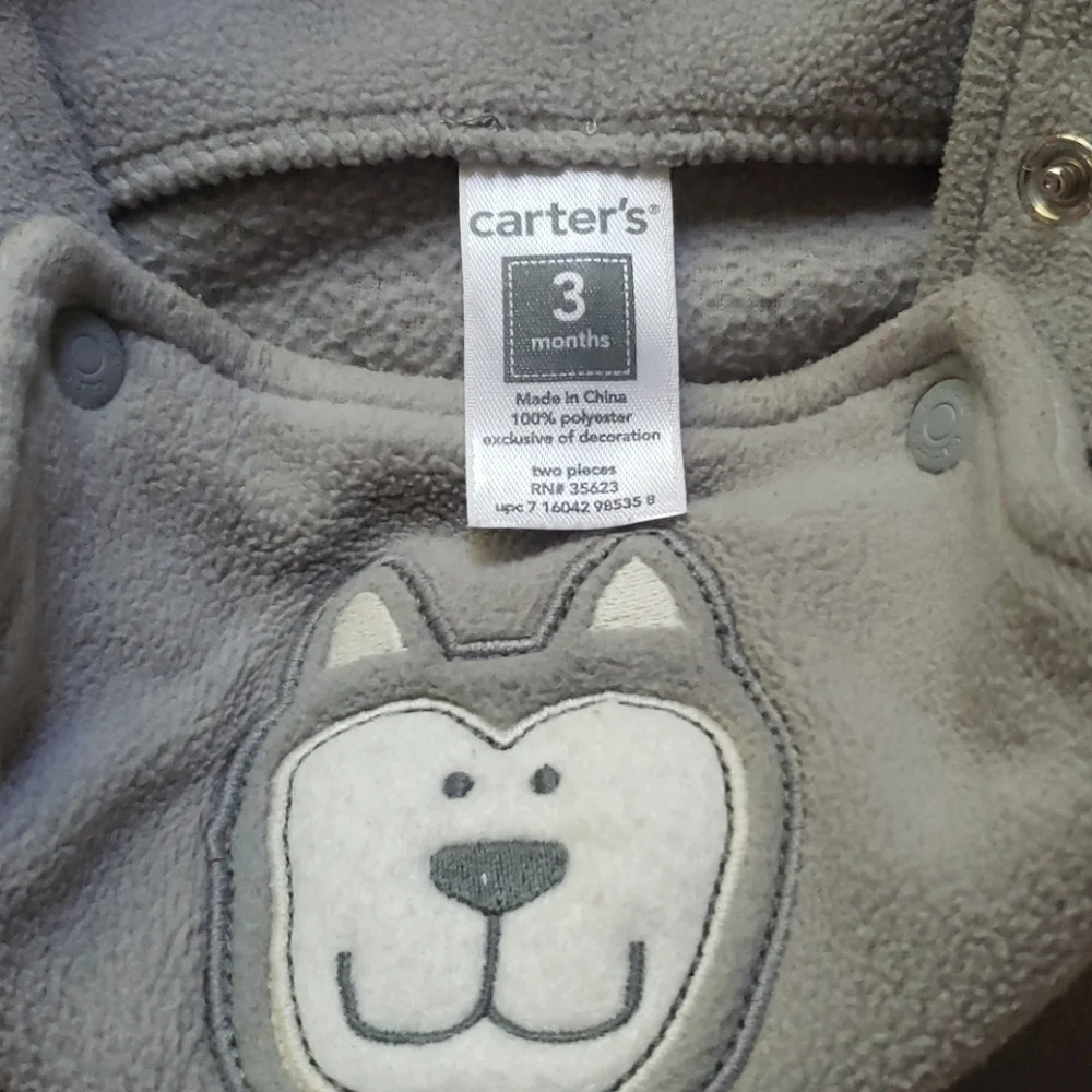Carter's 2 piece boys overalls Gray White 0-3 months